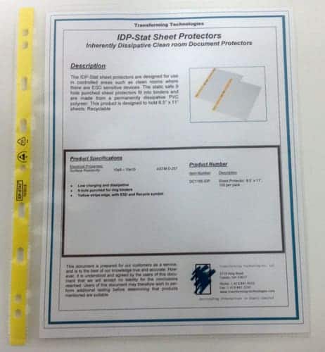 DC1185 - Dissipative ESD Sheet Protectors - Nine Hole Punch - Image 2