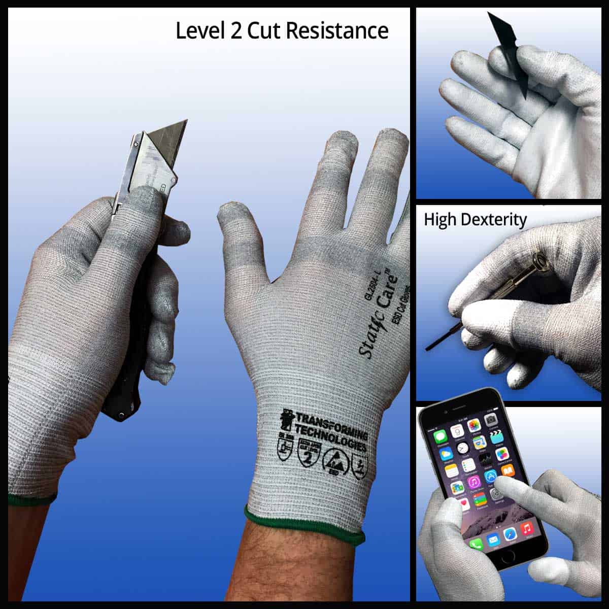 GL2500 - ESD Level 3 Cut Resistant Gloves - Uncoated - Image 4