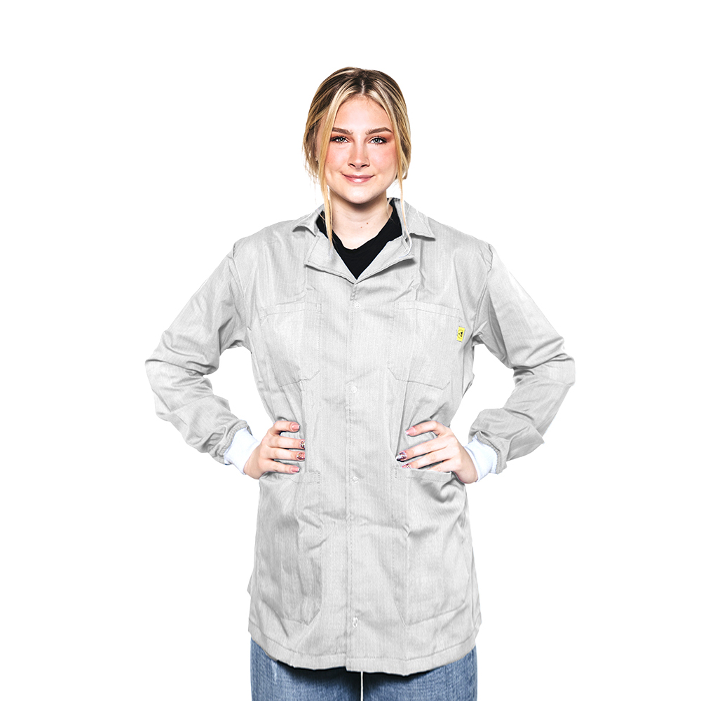 Heavyweight ESD Lab Coat: Lapel Collar, Heavyweight 5049 Fabric, Knit Cuff - Image 4
