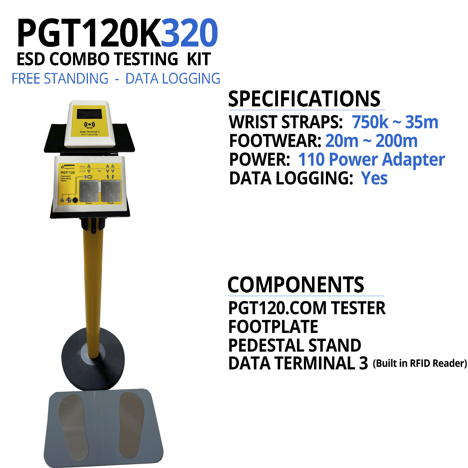 PGT120K320 ESD Data Logging Tester, Data Terminal 3 with Pedestal Stand - Image 2